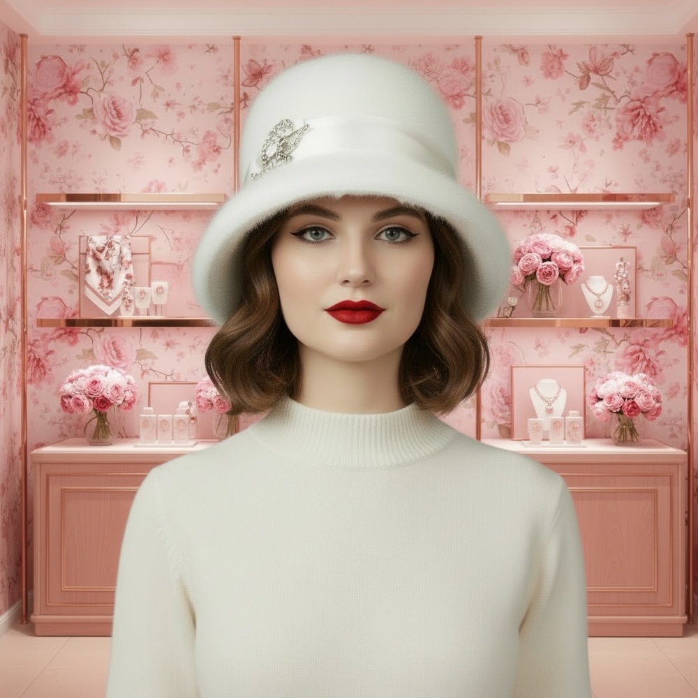 Vintage cloche angora & wool mod 1960's bucket hat